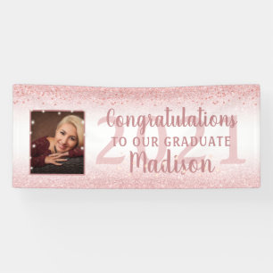 Lona Graduación Girly Rosa Gold Purpurina Sparkle Foto