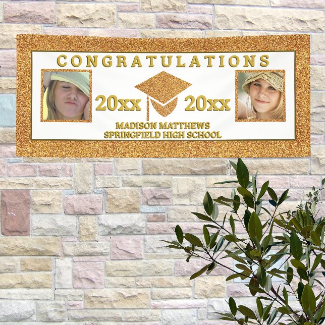 Lona Graduación Glam Gold Felicitaciones Foto (Subido por el creador)