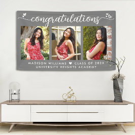 Lona Graduación gris 3 Foto Corazones de caligrafía mod