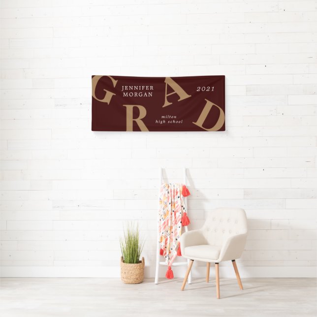 Lona graduación letras en negrita colores de escuela (In situ)