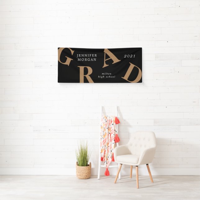 Lona graduación letras en negrita colores de escuela (In situ)