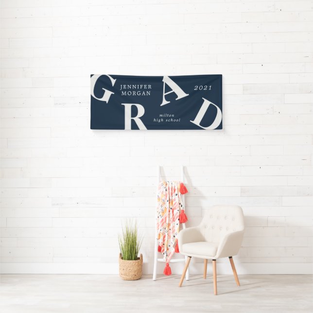 Lona graduación letras en negrita colores de escuela (In situ)