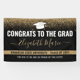 Lona Graduación moderna Clase de Purpurina de oro negro