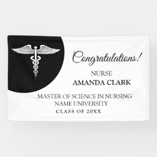 Lona Graduación moderna de Enfermería Caduceus en blanc
