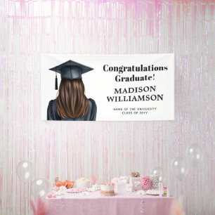Lona Graduación moderna personalizada Graduada mujer