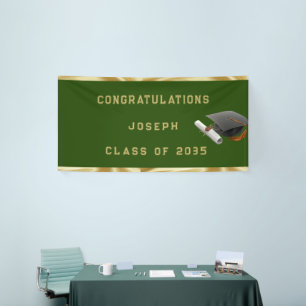 Lona Graduación Mortero Junta Verde y Oro
