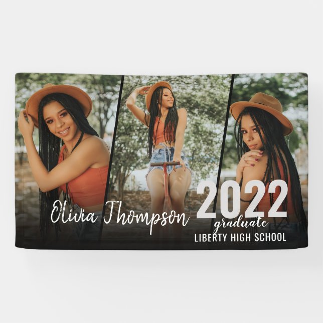 Lona Graduación negra en Collage de fotos de escritura  (Horizontal)