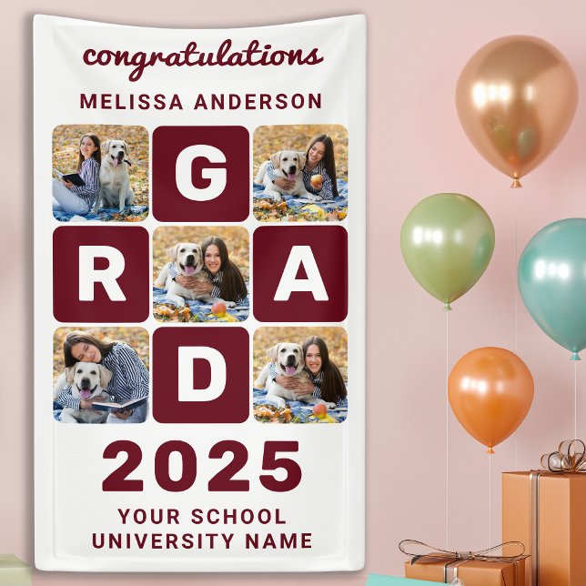 Lona Graduación Negrita moderna Personalización 5 Colla (Subido por el creador)