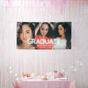 Lona Graduación neón blanco fiesta multifoto moderno
