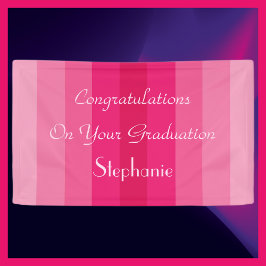 Lona Graduación o Fiesta de Jubilación Bandas rosadas, 