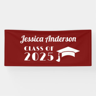Lona Graduación personalizada de color granate y blanco