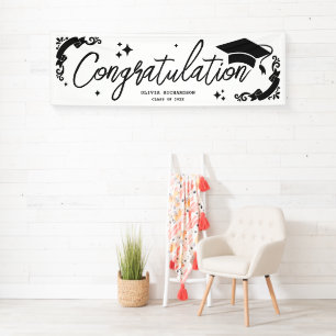 Lona Graduación Personalizada Elegante Guión Estrellas