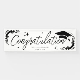 Lona Graduación Personalizada Elegante Guión Estrellas 