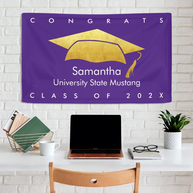 Lona Graduación Purple Negrita Negrita Moderna Tapa de  (Subido por el creador)