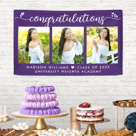 Lona Graduación púrpura 3 Foto Corazón de caligrafía mo