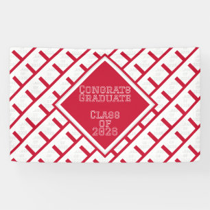 Lona Graduación Rojo y Blanco Estandarte 2026