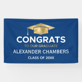 Lona Graduación simple de oro azul moderno