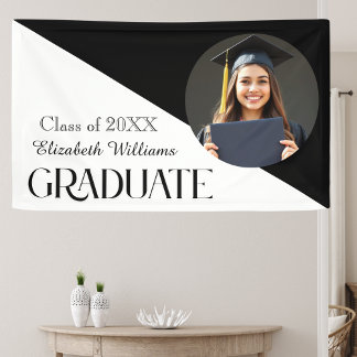 Lona Graduación simple en blanco y negro