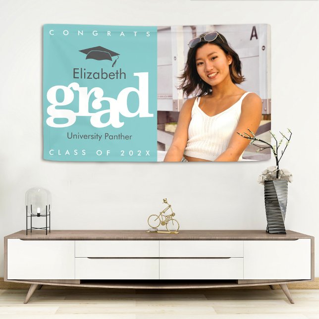 Lona Graduación turquesa foto gorra gris atrevido moder (Subido por el creador)