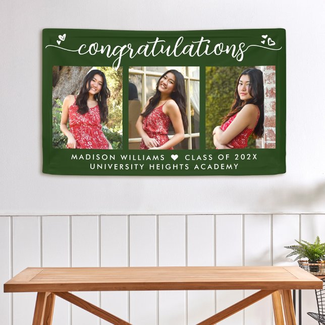 Lona Graduación verde 3 Foto Corazones de caligrafía mo (Subido por el creador)