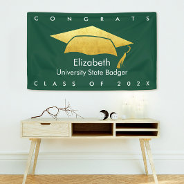 Lona Graduación verde negrita Moderna y simple tapón de