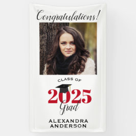 Lona Graduación vertical roja de foto manuscrita modern