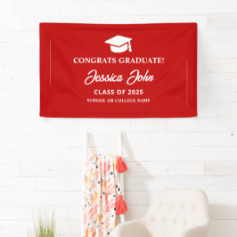 Lona Graduada roja Felicidades por tu graduación