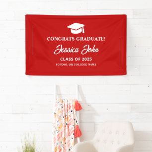 Lona Graduada roja Felicidades por tu graduación