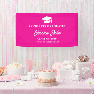 Lona Graduada rosa Felicidades por tu graduación