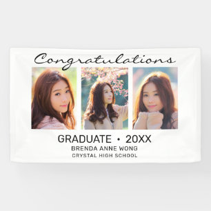 Lona Graduado 3 Collage de fotos Black Script 2023