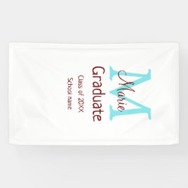 Lona Graduado añadir nombre monograma verde rosa simple