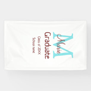 Lona Graduado añadir nombre monograma verde rosa simple