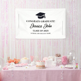 Lona Graduado blanco Felicidades por tu graduación