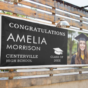 Lona Graduado Clase De Graduación Foto Blanco Negro