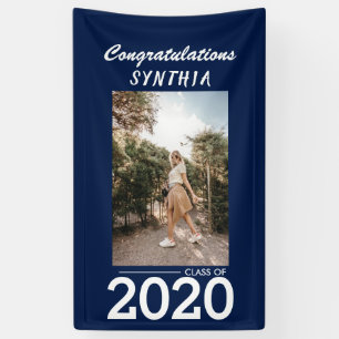 Lona Graduado de 2020  Rótulo de Navy Blue Photo Yard