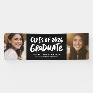 Lona graduado de la promoción de 2025 negrita dos fotos