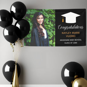 Lona Graduado de moda Senior Photo Black Graduation Par
