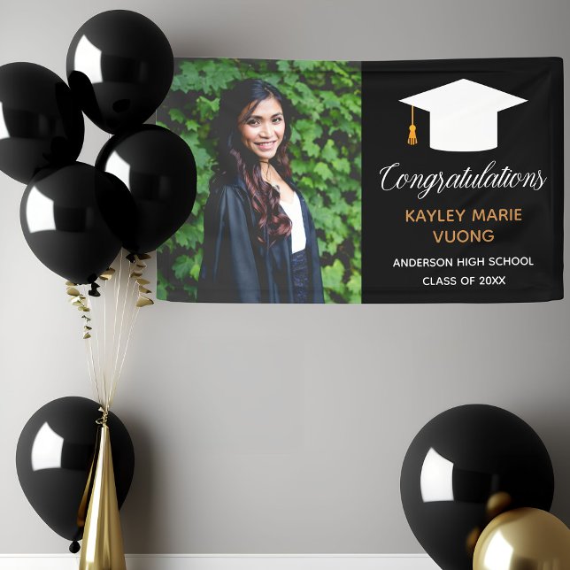 Lona Graduado de moda Senior Photo Black Graduation Par (Subido por el creador)