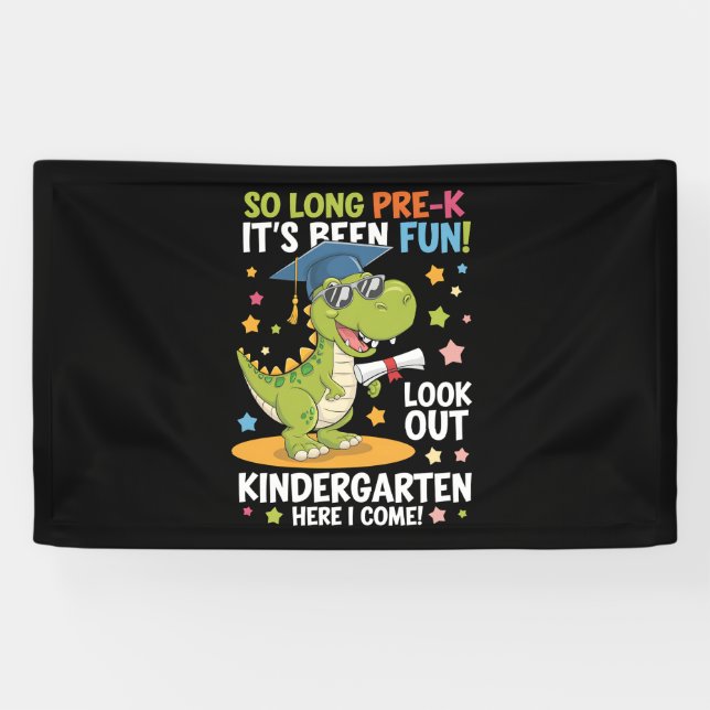 Lona Graduado de Pre K Kinder Dinosaurio T Rex (Horizontal)