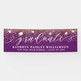 Lona Graduado elegante Script Gold Confetti