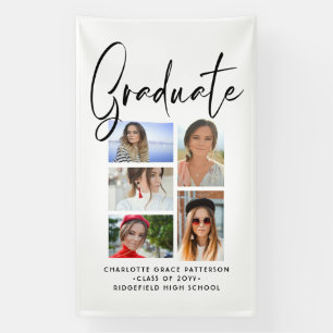 Lona Graduado Elegante Script Multifoto Graduado