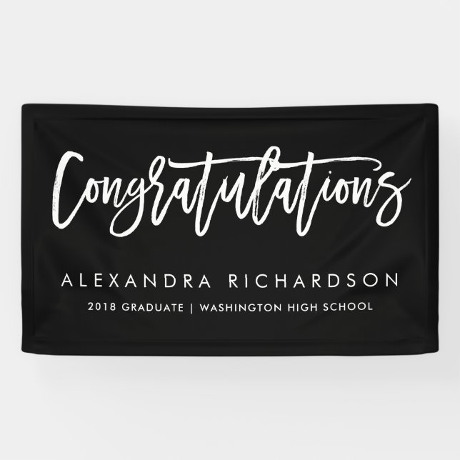 Lona Graduado manuscrito de la enhorabuena el | (Horizontal)