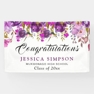 Lona Graduado Moderno Morado Violeta Floral Morado