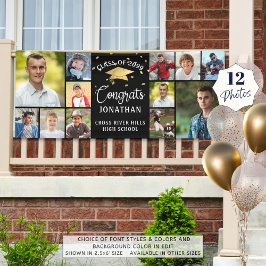 Lona Graduados modernos de 12 Collages de fotos negro