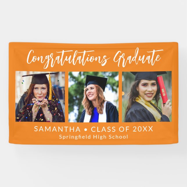 Lona Graduation Congratulations Graduate 3 Photo Orange (Horizontal)