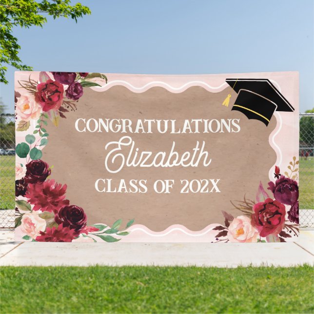 Lona Graduation floral craft party banner (Afuera)