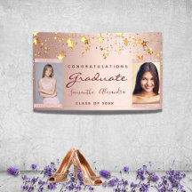 Graduation party photo rose gold stars duo