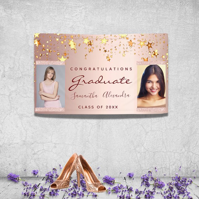 Lona Graduation party photo rose gold stars duo (Subido por el creador)
