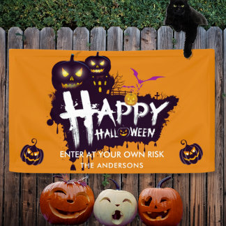 Lona Graffiti feliz de Halloween: Calabazas negras