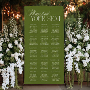 Lona Gráfico de Asientos de Boda Elegante Oliva Verde V